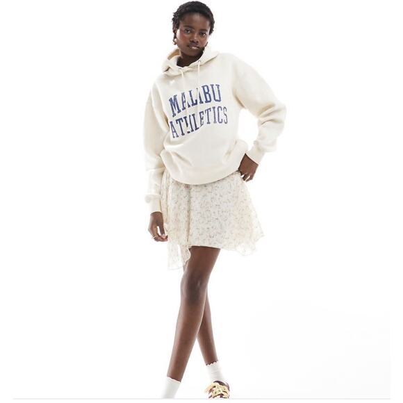 ASOS Daisy Street Oversized Hoodie w/ Vintage Collegiate Graphic Womens Size S - Picture 2 of 14